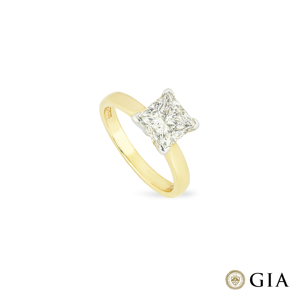 Yellow Gold Square Cut Diamond 2.03ct F/VS1